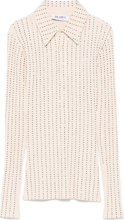 The Attico Rhinestone-Embellished Polo Shirt - Womens - Cotton