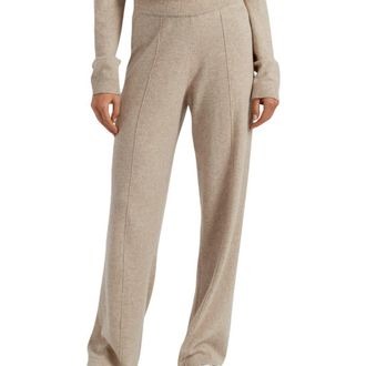 Chinti and Parker Wool Cashmere Wide Leg Track Pants in Soft Oat at Nordstrom, Size X-Large