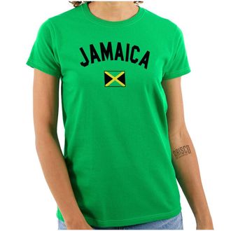 Brisco Brands Epsion Jamaica Flag World Cup Soccer Jamaican National Flag Pride Ladies T-Shirt