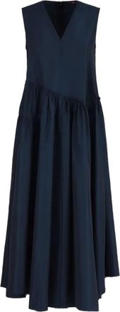 High Abito asimmetrico con scollo a V - Blu