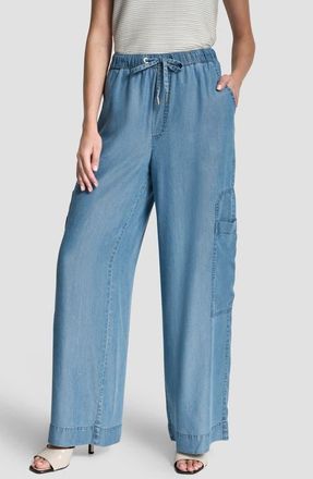 DKNY Denim Drawstring Cargo Pants in Stream Wash at Nordstrom, Size Large