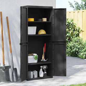 vidaXL Armario De Almacenaje Exterior Pp Negro 65x37x165 Cm Vidaxl