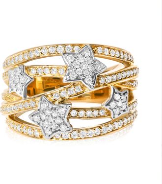 House of Brilliance 18K Yellow Gold Plated.925 Sterling Silver 3/4 Cttw Diamond Star and Galaxy Ring Band