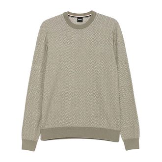 HUGO BOSS Truien & Vesten, Heren, Groen, L, Basic ronde hals trui