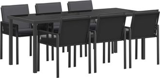 vidaXL Conjunto De Comedor De Jard&iacute;n 19 Uds. Negro Rat&aacute;n Sint&eacute;tico Vidaxl