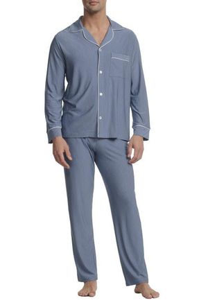 Eberjey William Print Stretch Tencel Modal Pajamas in Duo Stripe Slate Blue at Nordstrom, Size Xx-Large