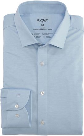 Olymp Langarmhemd OLYMP Level Five 24/Seven body fit, Herren, Gr. 37, N-Gr, blau (bleu), Obermaterial: 92% Baumwolle, 8% Elasthan, Hemden Langarmhemd