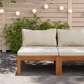 vidaXL Sof&aacute; Intermedio Seccional Coj&iacute;n Blanco Crema Madera De Acacia Vidaxl