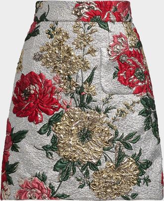 Dolce & Gabbana Floral Matelass&eacute; Jacquard Mini Skirt
