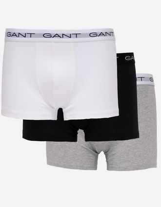 GANT Mens GANT Mens Slim Fit Cotton Jersey Boxer Briefs 3-Pack - 94 Light Grey Melange - White - Size: 37/36/32