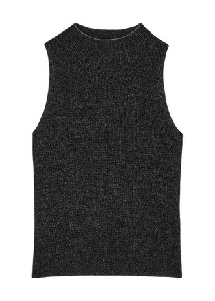 Vince Metallic-knit Tank - Black - S (UK8-10 / S)