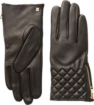 Bruno Magli Diamond Quilt Cashmere Lined Leather Gloves in Black at Nordstrom Rack, Size X-Large