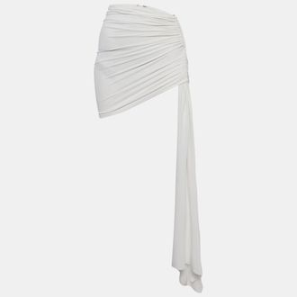 CHRISTOPHER ESBER White Jersey Ruche Draped Mini Skirt