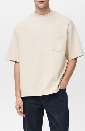 Mango Oversize Cotton T-Shirt in Ecru at Nordstrom, Size Medium