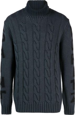 MC2 Saint Barth logo-jacquard fishermans-knit jumper - men - Wool/Polyamide - M - Black