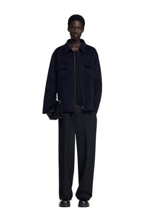 Sandro Zipped overshirt in Navy Blue at Nordstrom, Size Xx-Large