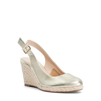 Dune London Womens Ladies Capable - Leather Jute Wedge Heel Sandals - Gold Fabric - Size UK 5