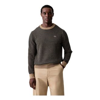 Lacoste Katoenen trui met strepen - Heren - Truien - Bruin - Maat: 2XL Katoen