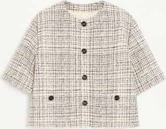 Valentino Giacca In Square Tweed Donna VANIGLIA/NERO 36