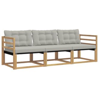 vidaXL Conjunto De Sof&aacute;s De Exterior 3 Pcs Blanco Y Gris Claro Vidaxl