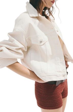 Mango Kika Denim Trucker Jacket in Ecru at Nordstrom, Size X-Small