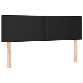 vidaXL Cabecero Con Luces Led Cuero Sint&eacute;tico Negro 144x5x78/88 Cm Vidaxl