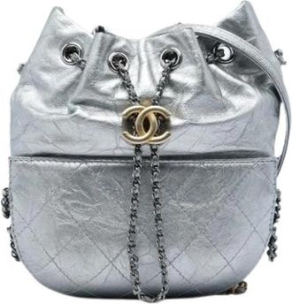 Chanel Pre-owned Gabrielle Bucket Bag - Dames - Vintage Tas - Grijs - ONE Size - Leer - Vintage