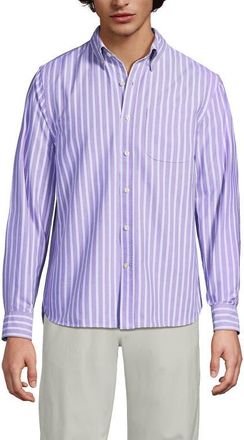 Lands End Traditional Fit Comfort-First Sail Rigger Oxford Shirt in Violet Verbena Stripe at Nordstrom, Size Xx-Large