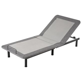 Beliani Beliani - Somier Articulado El&eacute;ctrico 80 X 200 Cm Mando A Distancia Incluido 4 Alturas De Patas Hierro Poli&eacute;ster Gris Brunoy