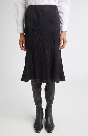 Jil Sander Envers Pleat Detail Raw Hem Satin Skirt in Black at Nordstrom, Size 8 Us