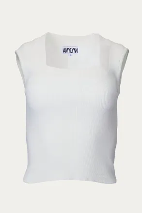 Amylynn Amara Ribbed-Knit Sleeveless Top In White