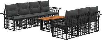 vidaXL Conjunto De Sof&aacute;s De Jard&iacute;n 8 Uds. Negro Y Gris Oscuro Vidaxl