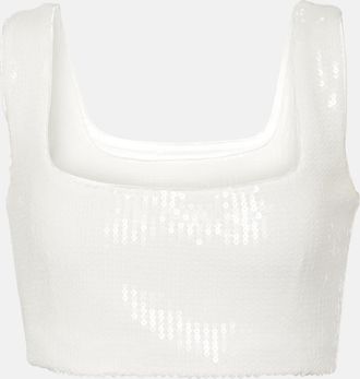 Galvan Bridal Beating Heart sequined crop top