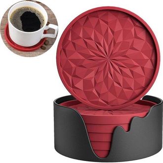 No Brand Juego De 6 Posavasos De Silicona Con Soporte - Posavasos - Almohadilla Aislante Del Calor - Almohadilla Anti-quemaduras - Antideslizante - Resistente 