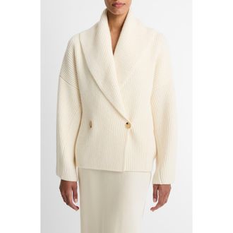 Vince Double Breasted Rib Cardigan in Off White at Nordstrom, Size Medium