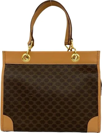Celine Brown Leather Pvc Handbag Tote Bag (Pre-Owned)
