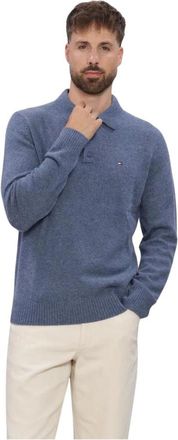 Tommy Hilfiger Lambswool LS Polo - Heren - Truien - Blauw - Maat: 2XL Wol