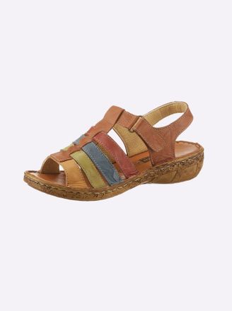 Casual Looks Sandale CASUAL LOOKS, Damen, Gr. 36, bunt (cognac, bunt), Glattleder, Schuhe Sandale