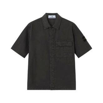 Stone Island Short Sleeve Shirts, male, Black, Size: 2XL Stone Island Shirts