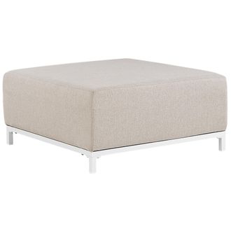 Beliani Otomana De Poli&eacute;ster Beige Arena Blanco 83 X 83 Cm Reposapi&eacute;s Patas Metal Rovigo
