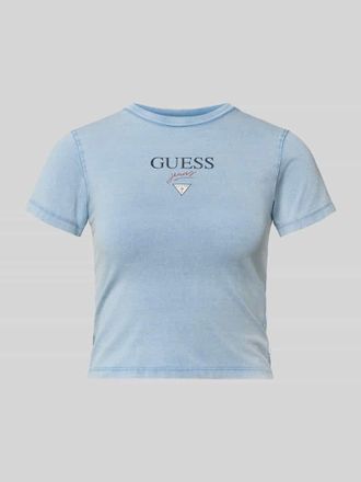 Guess Cropped T-Shirt mit Logo Modell BABY BAKER TEE in Hellblau, Gr&ouml;&szlig;e XS
