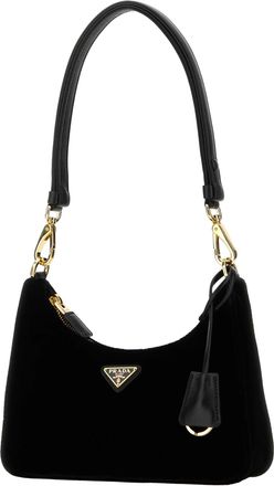 Prada Womens Black Velvet Mini Prada Re-Edition Shoulder Bag Nero Vi-Lambleather Borse A Mano