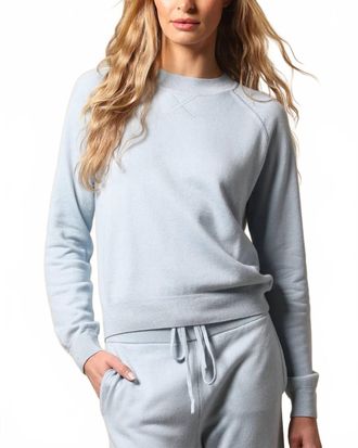 Minnie Rose Supima Cotton Cashmere Raglan Sleeve Sweatshirt In Heaven