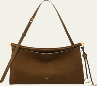 Alaia Le Click Large East-West Suede Shoulder Bag