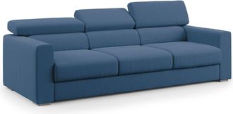 Divani.Store Dylan Sof&aacute; De 3 Plazas Con Pouf Extra&iacute;ble En Tejido Efecto Algod&oacute;n Impermeable 240 Cm Azul