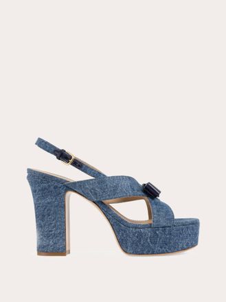 Ferragamo Donna Sandalo plateau fiocco Vara Blu Taglia 35.5