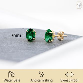 MAX + STONE 14k Yellow or White Gold 7x5mm Oval Stud Earrings with Push Backs