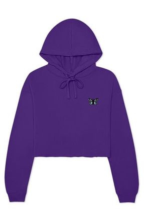 Dalix Butterfly Cropped Hoodie in Team Purple at Nordstrom, Size Xx-Large
