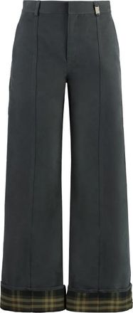 Burberry Cotton Blend Broeken - Dames - Wijde Broeken - Grijs - XS - Katoen - Broeken