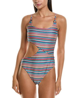 Red Carter Milano Stripe Asymmetric One-Piece